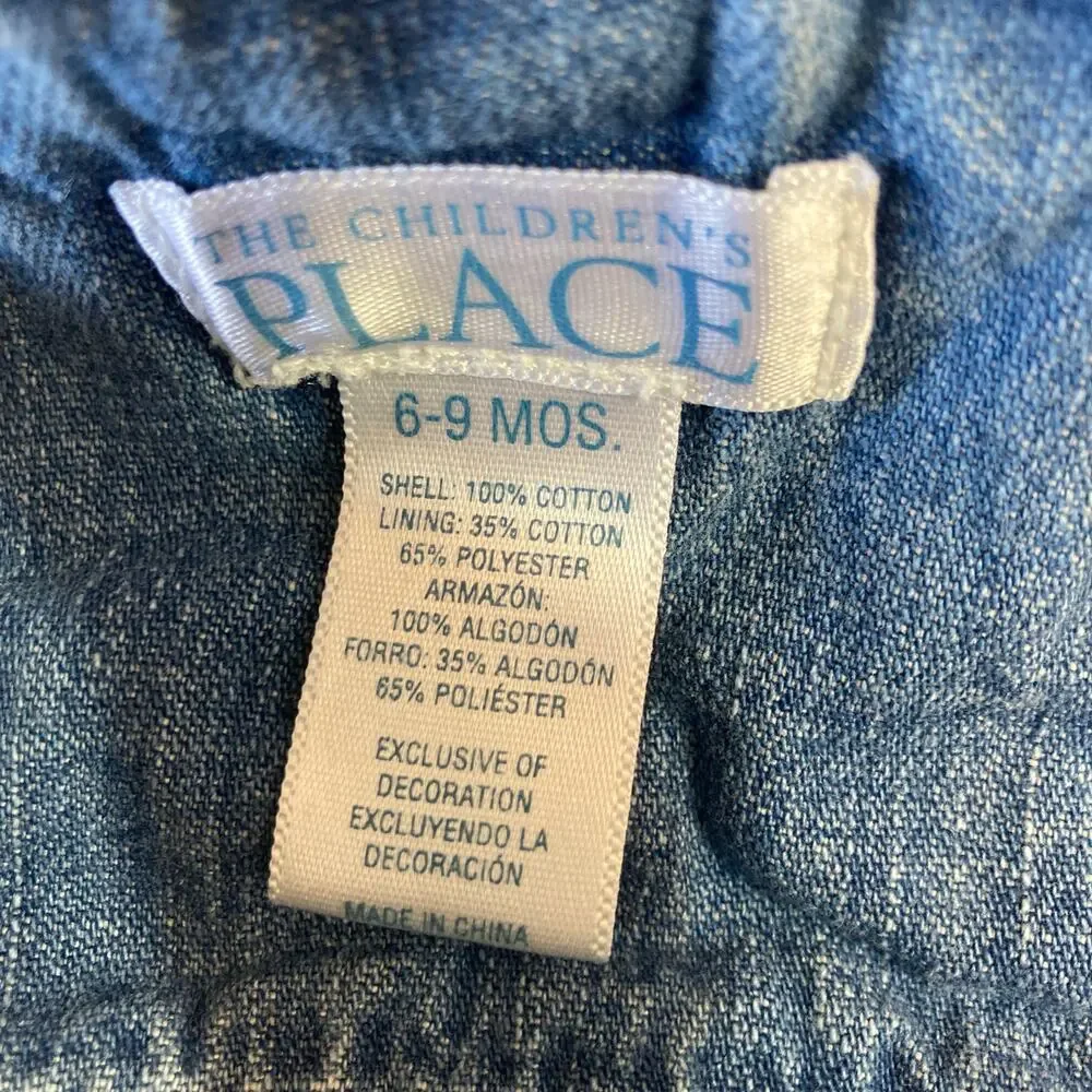 Vintage 90’s The Children’s Place Denim Blue Overall Bib Flare Skirt Dress 6-9m